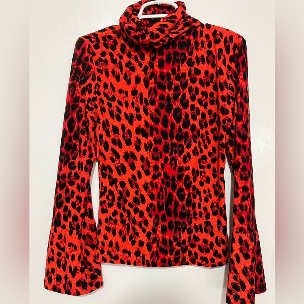 Red long sleeve Blouse Like New Size M